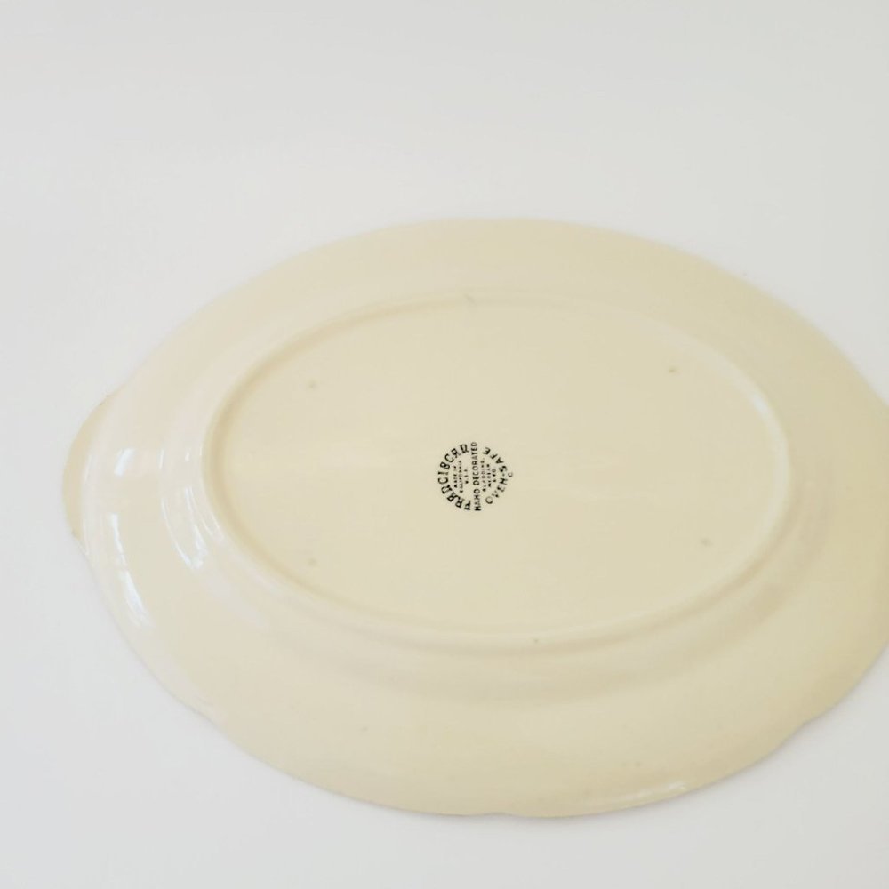 Vintage Franciscan Apple 14" Oval Platter, USA c.1953-58, Hand Painted Embossed - Picture 8 of 10